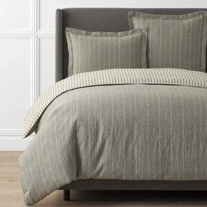 Tailored Stripes Premium Breathable Washed Linen Cotton Reversible Duvet Cover